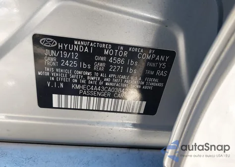 2012 Hyundai Sonata Hybrid from USA, damaged, VIN KMHEC4A43CA038421